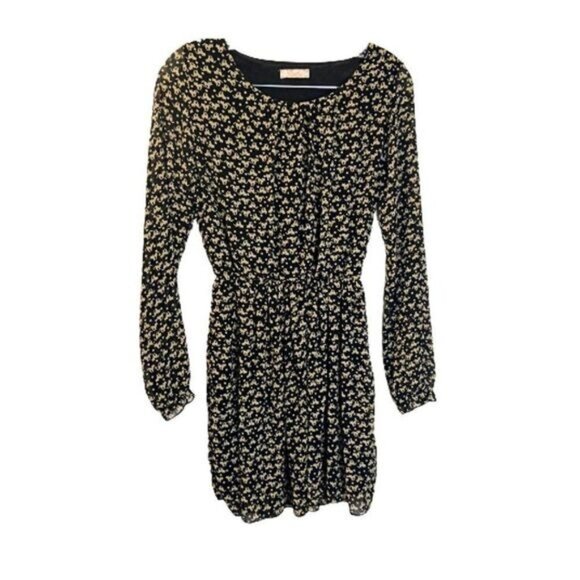 Women's Rounded Neck‎ Flounce Long Sleeve Short Dress - Picture 1 of 6